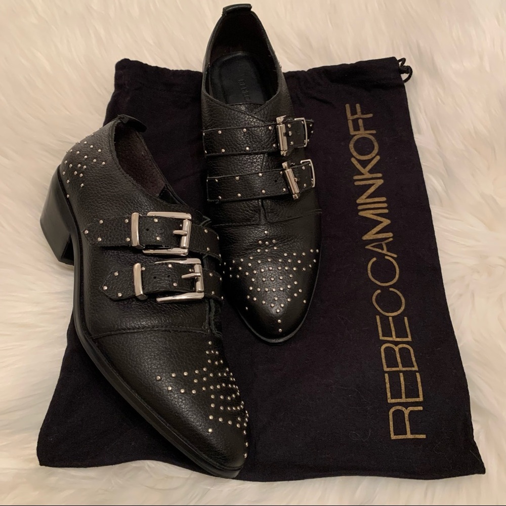 Rebecca Minkoff Studded Leather Black Booties 7.5 - Picture 12 of 14